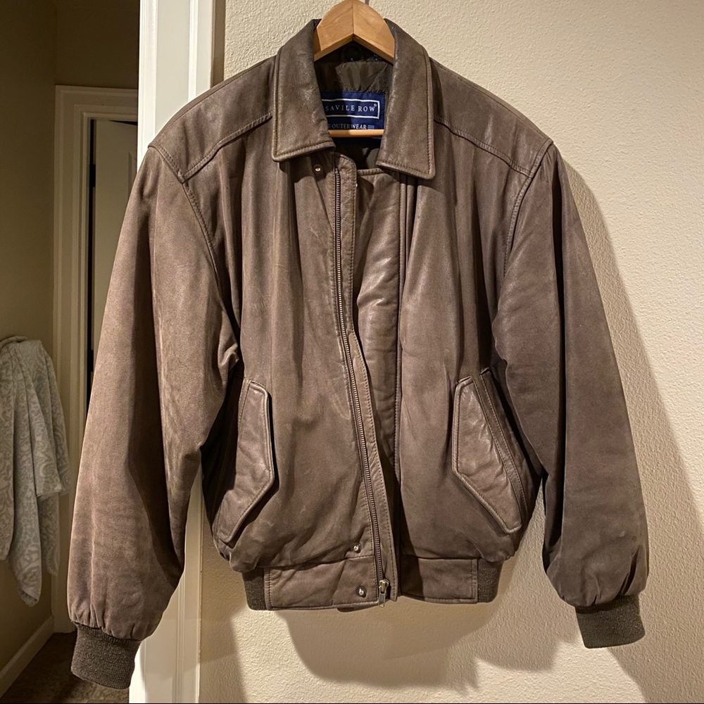 Men’s Savile Row Genuine Leather Bomber Jacket